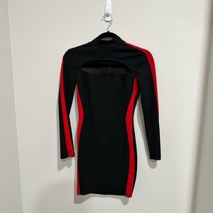 black with red stripes dress